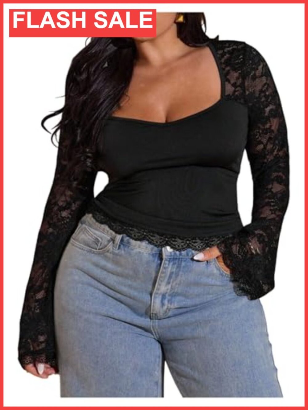 Womens Lace Long Sleeve Tie Backless Mesh Going Out Top